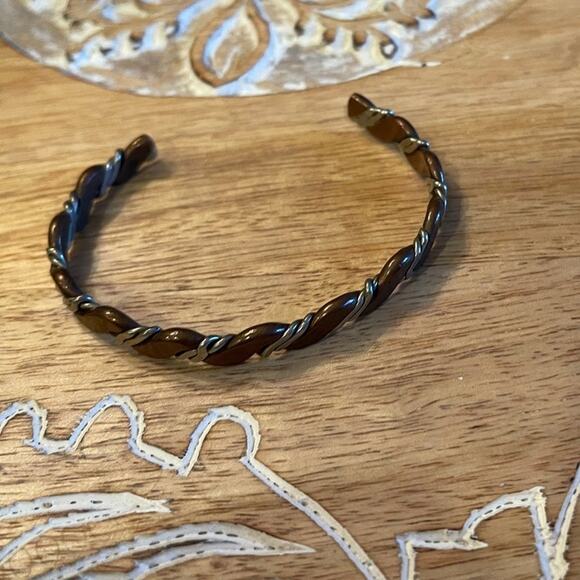 Handmade Copper and Silver Bangle Bracelet - Picture 2 of 9